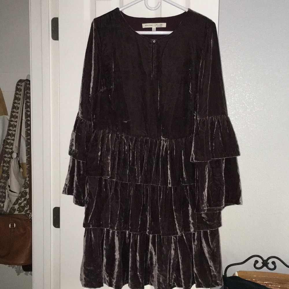 Banana republic Olivia Palermo velvet ruffle dress